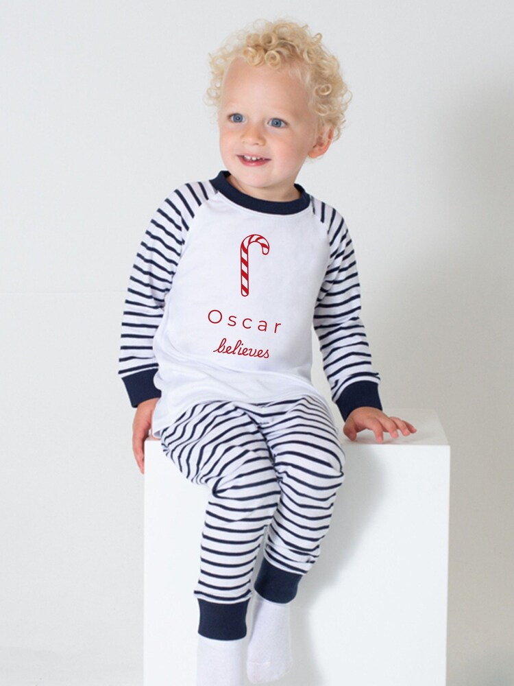 Striped Embelished 100% Cotton Christmas Pyjamas By Ruff Cubs Kidswear - Image 2 of 2