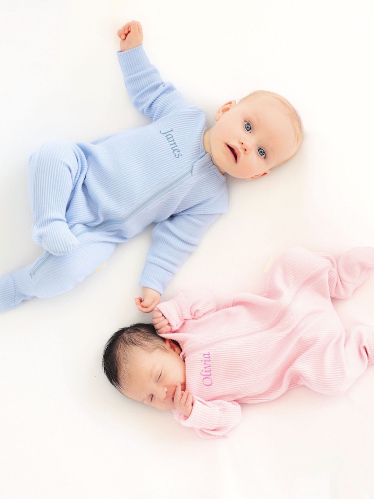 Personalised Ribbed  Sleepsuit By Ruff Cubs Kidswear - Image 1 of 5