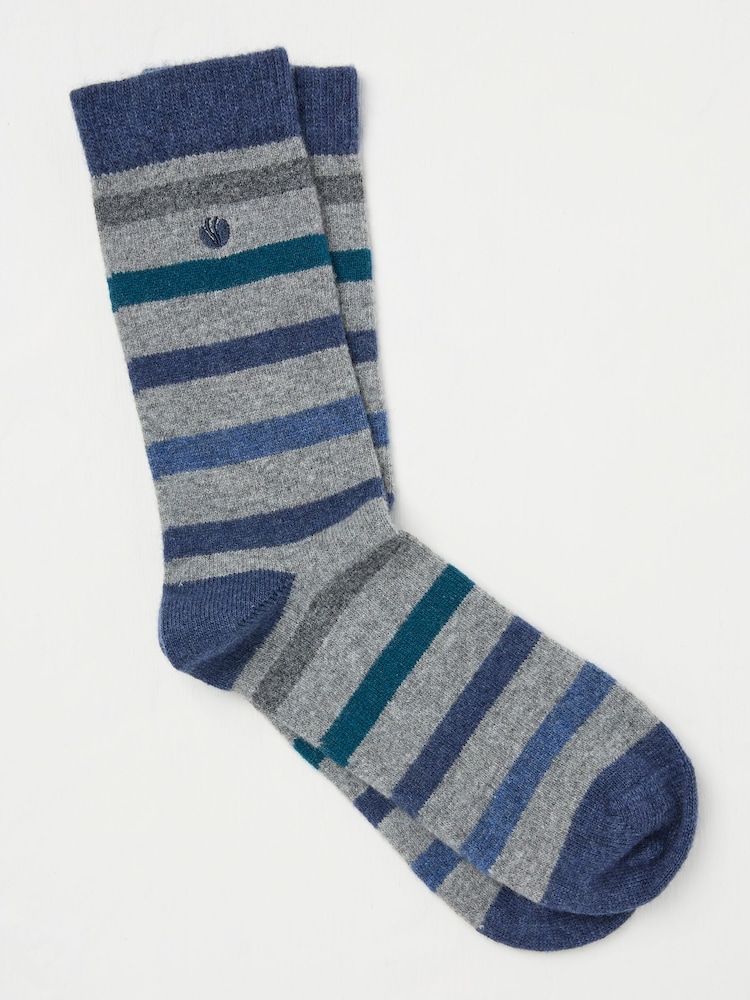Socken aus Kaschmir-Mischung mit Streifen - Bild 1 von 2 Socken aus Kaschmir-Mischung mit Streifen - Bild 1 von 2