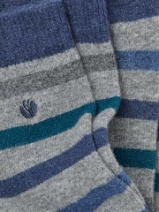 Grey Cashmere Blend Stripe Socks - Image 2 of 2