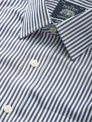 Savile Row Company Classic Fit Blue Stripe Non Iron Single Cuff 100% Cotton Shirt - Image 4 of 4