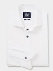 The Savile Row Company Slim Fit 100% Cotton Contrast Button Smart Casual White Shirt - Image 4 of 6