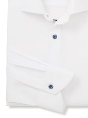The Savile Row Company Slim Fit 100% Cotton Contrast Button Smart Casual White Shirt - Image 5 of 6