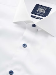 The Savile Row Company Slim Fit 100% Cotton Contrast Button Smart Casual White Shirt - Image 6 of 6