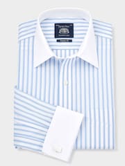 Savile Row Company Classic Fit 100% Cotton Stripe Double Cuff Shirt - Image 3 of 5