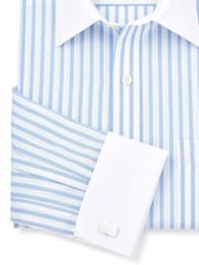 Savile Row Company Classic Fit 100% Cotton Stripe Double Cuff Shirt - Image 4 of 5