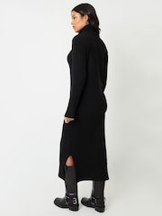 Threadbare Black Roll Neck Knitted Maxi Dress - Image 2 of 4