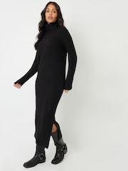Threadbare Black Roll Neck Knitted Maxi Dress - Image 3 of 4