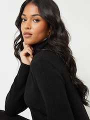Threadbare Black Roll Neck Knitted Maxi Dress - Image 4 of 4