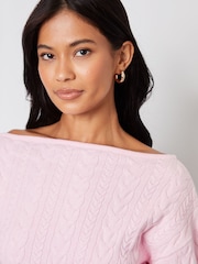 Threadbare Pink Slash Neck Cable Knit Jumper - Image 4 of 4