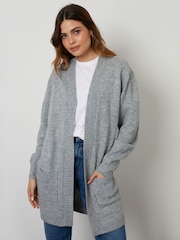 Threadbare Grey Longline Knitted Cardigan - Image 1 of 4