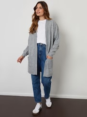 Threadbare Grey Longline Knitted Cardigan - Image 3 of 4