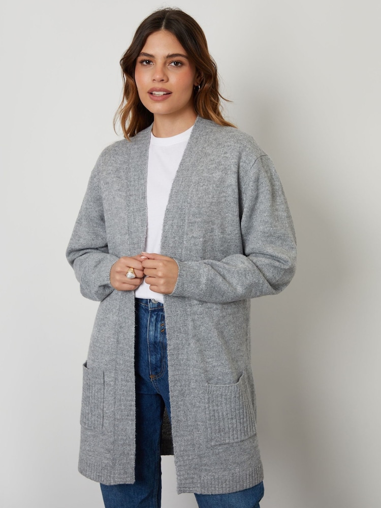 Threadbare Grey Longline Knitted Cardigan - Image 4 of 4