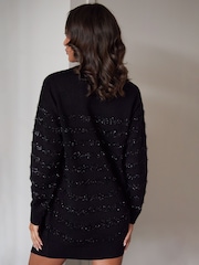 Threadbare Black Longline Stripe Knitted Jumper - Image 2 of 4