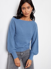Threadbare Blue/ Black Slash Neck Knitted Jumper 2 Pack - Image 2 of 3