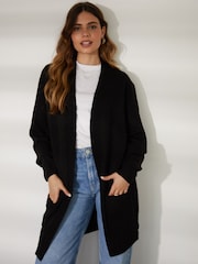 Threadbare Black Longline Knitted Cardigan - Image 1 of 4