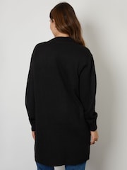 Threadbare Black Longline Knitted Cardigan - Image 2 of 4