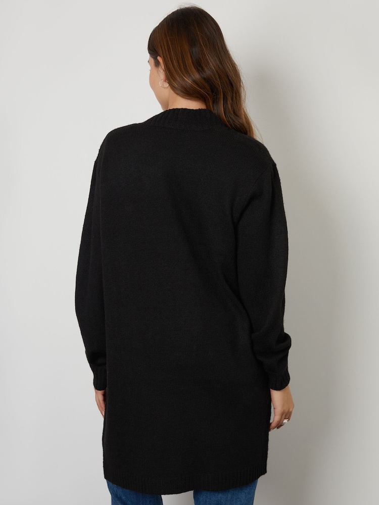Threadbare Black Longline Knitted Cardigan - Image 2 of 4