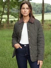 أخضر - Threadbare Collar Diamond Quilted Jacket - Image 1 of 5