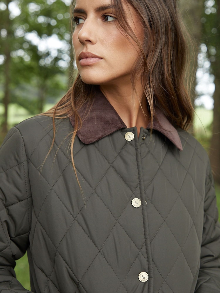 أخضر - Threadbare Collar Diamond Quilted Jacket - Image 5 of 5