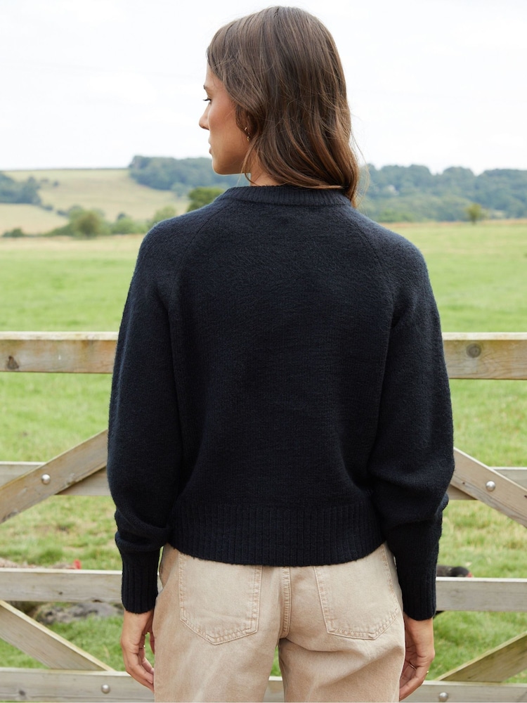 Threadbare Black Button Up Knitted Cardigan - Image 2 of 5