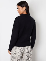 Threadbare Black Polo Collar Knitted Jumper - Image 2 of 4