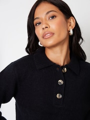 Threadbare Black Polo Collar Knitted Jumper - Image 4 of 4