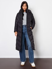 Threadbare Black Padded Maxi Coat - Image 1 of 4