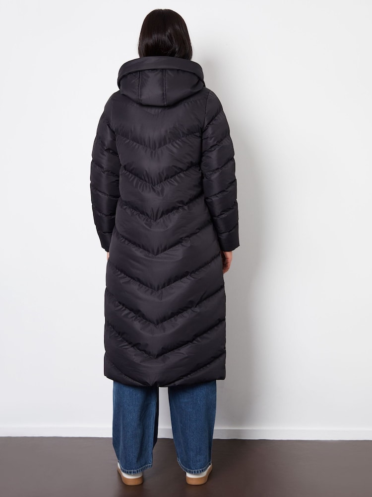 Threadbare Black Padded Maxi Coat - Image 2 of 4