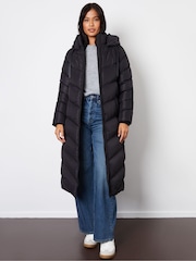 Threadbare Black Padded Maxi Coat - Image 3 of 4