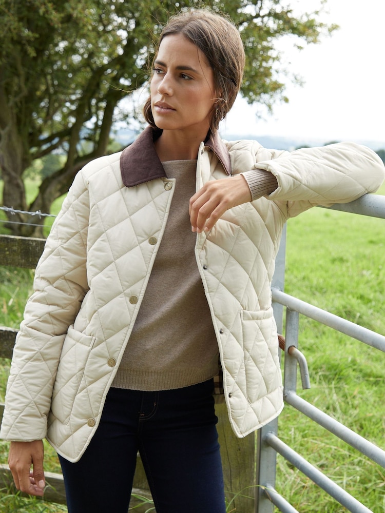 Threadbare Natural Collar Diamond Quilted Jacket - Image 3 of 4