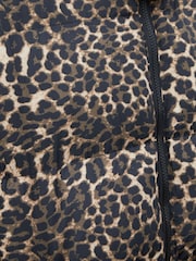 Threadbare Brown Leopard Print Hooded Puffer Coat - Image 5 of 5