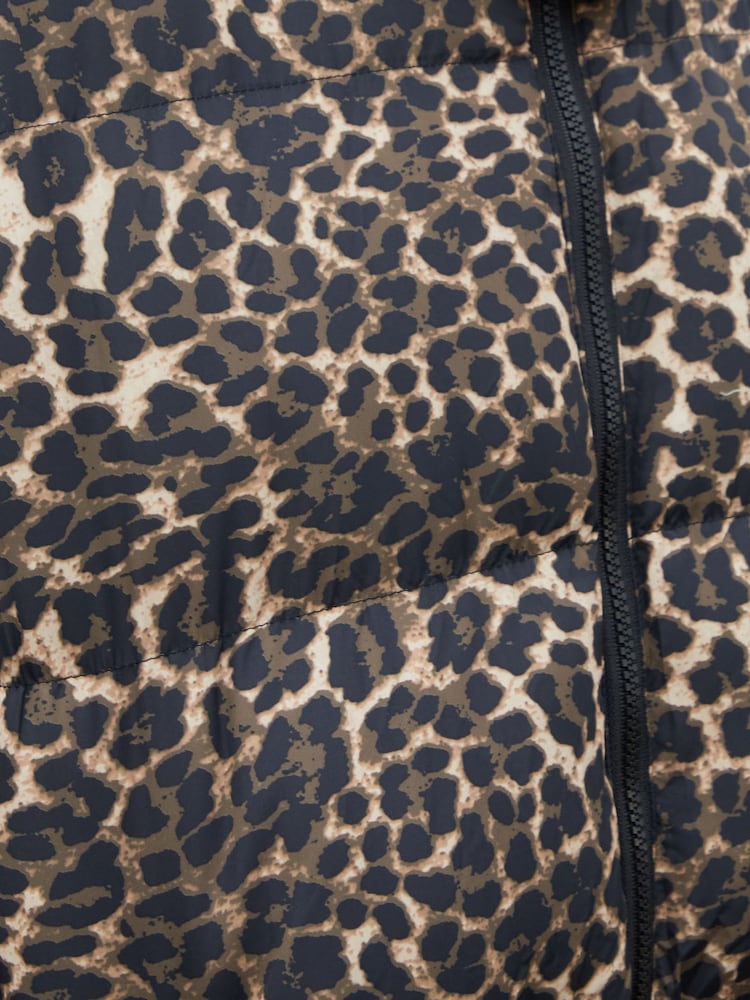 Threadbare Brown Leopard Print Hooded Puffer Coat - Image 5 of 5