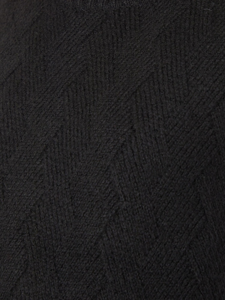 Threadbare Black High Neck Basket Stitch Knitted Vest - Image 5 of 5
