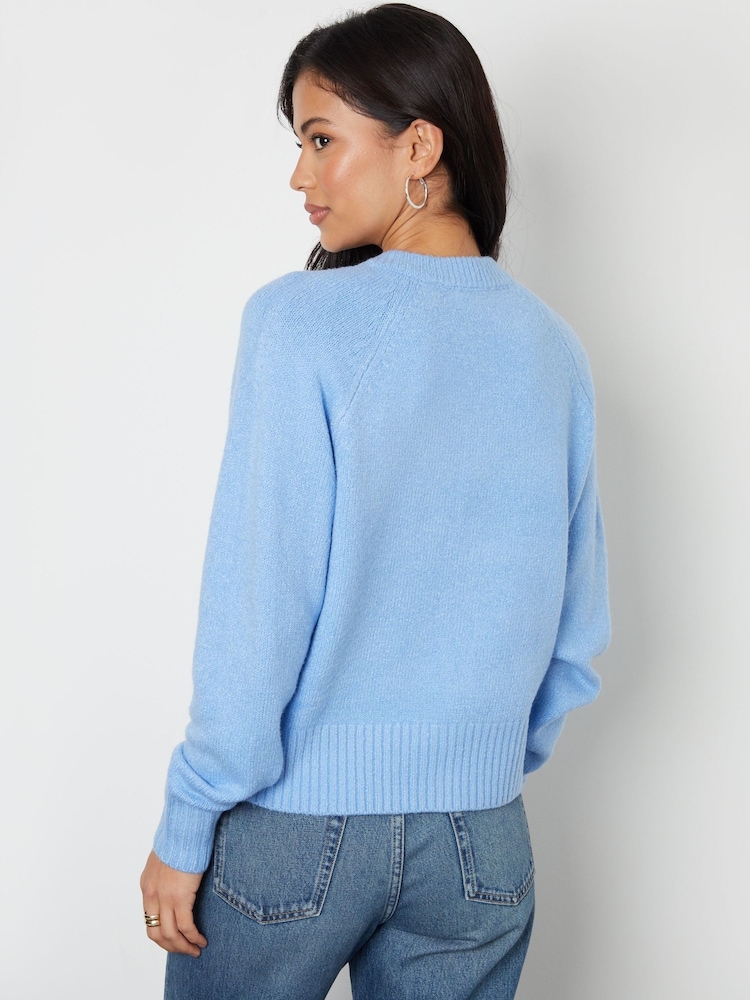 Threadbare Blue Button Up Knitted Cardigan - Image 2 of 4