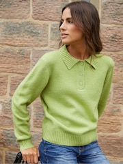 Threadbare Green Polo Collar Knitted Jumper - Image 1 of 5
