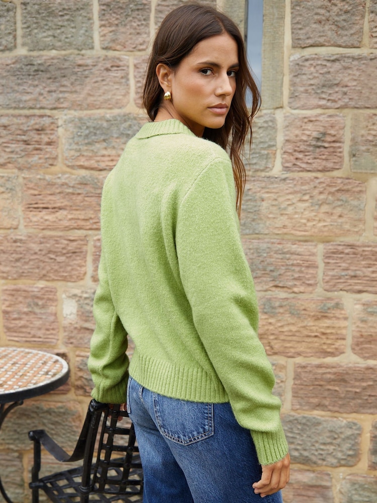 Threadbare Green Polo Collar Knitted Jumper - Image 2 of 5