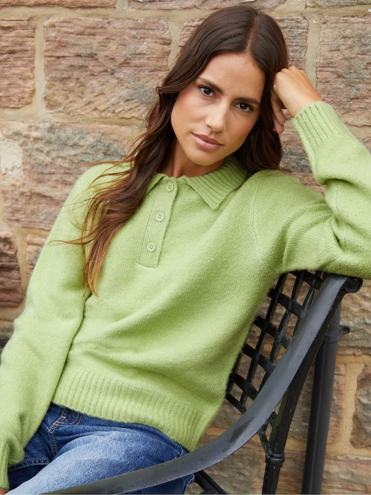 Threadbare Green Polo Collar Knitted Jumper - Image 5 of 5