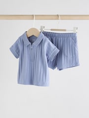 Blue Polo Top and Shorts Baby Set - Image 1 of 11