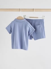 Blue Polo Top and Shorts Baby Set - Image 4 of 11