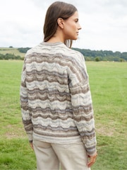 Threadbare Cream Textured Stripe Crew Neck Knitted Jumper - Image 2 of 5