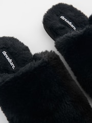 Threadbare Black Faux Fur Mule Slippers - Image 5 of 5