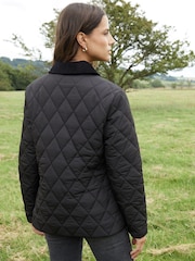 Threadbare Black Collar Diamond Quilted Jacket - Image 2 of 5