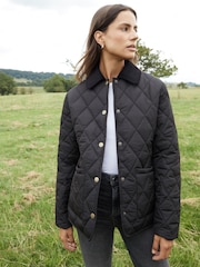 Threadbare Black Collar Diamond Quilted Jacket - Image 3 of 5