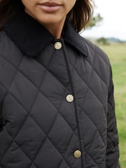 Threadbare Black Collar Diamond Quilted Jacket - Image 4 of 5