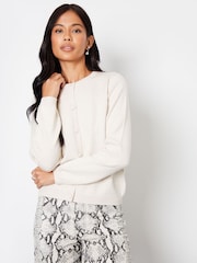 Threadbare Natural Slim Fit Crew Neck Cardigan - Image 1 of 4