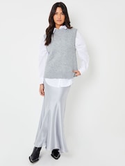 Threadbare Grey High Neck Basket Stitch Knitted Vest - Image 3 of 4