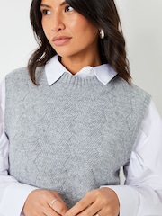 Threadbare Grey High Neck Basket Stitch Knitted Vest - Image 4 of 4