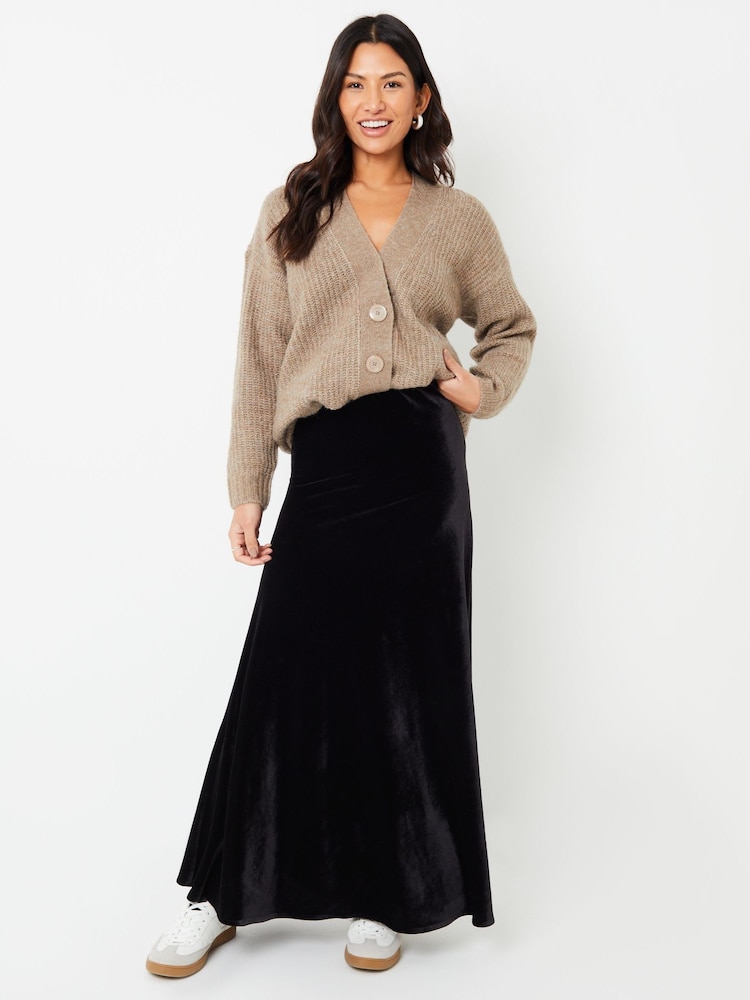Threadbare Black Maxi Velvet Slip Skirt - Image 1 of 6