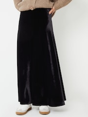 Threadbare Black Maxi Velvet Slip Skirt - Image 3 of 6
